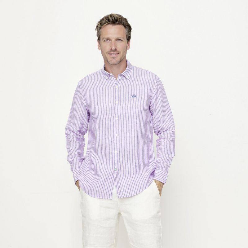 LA MARTINA - Camisa Casual Manga Lino Hombre La Martina