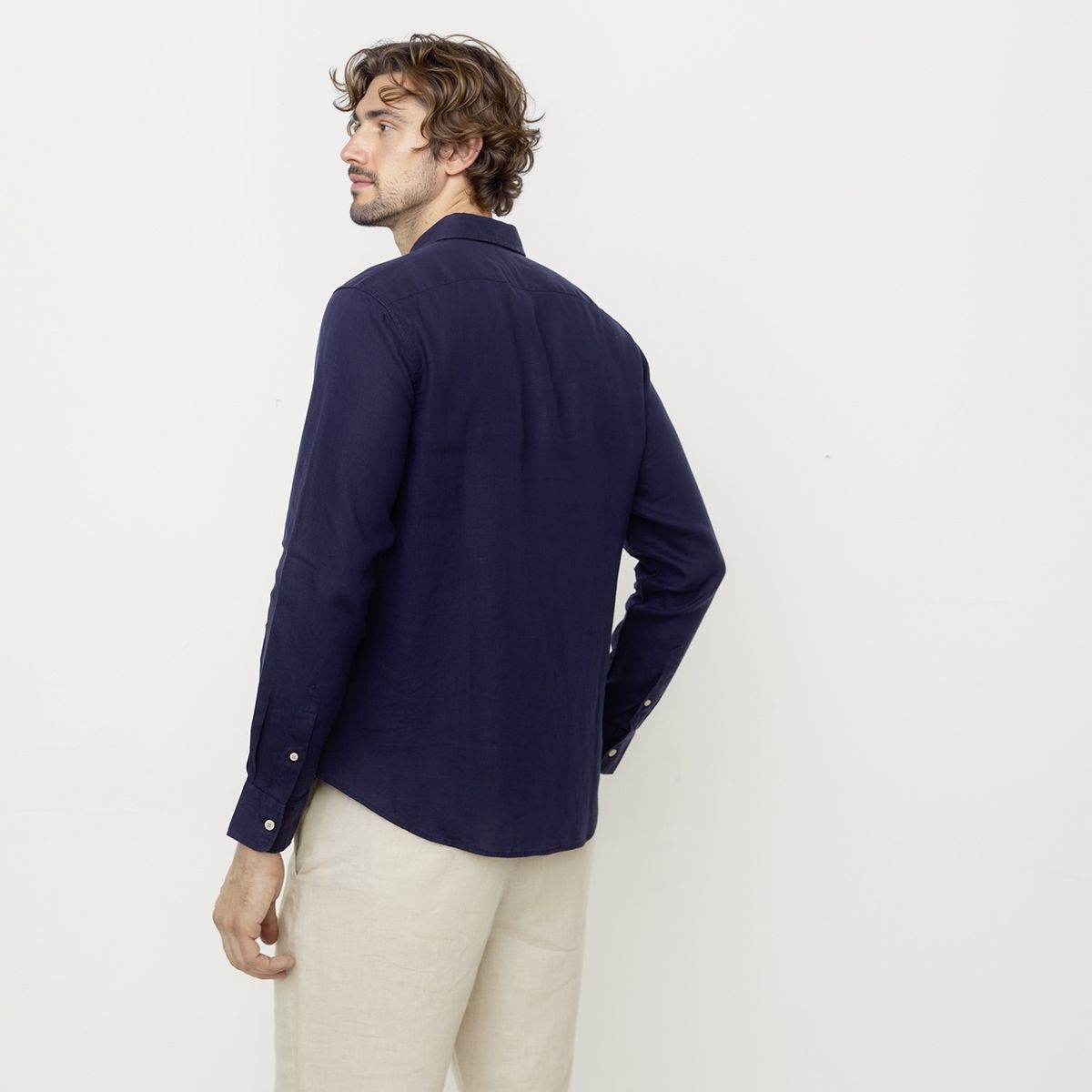 CASCAIS - Camisa Casual Manga Larga Lino Hombre Cascais