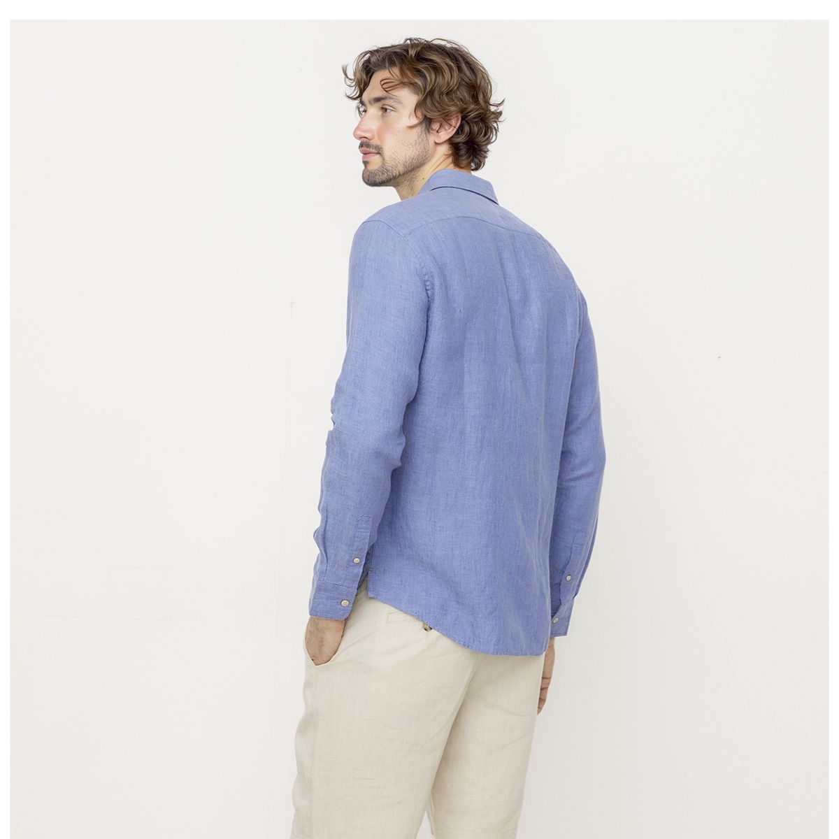 CASCAIS - Camisa Casual Manga Larga Lino Hombre Cascais