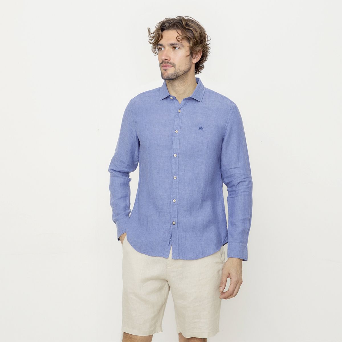 CASCAIS - Camisa Casual Manga Larga Lino Hombre Cascais