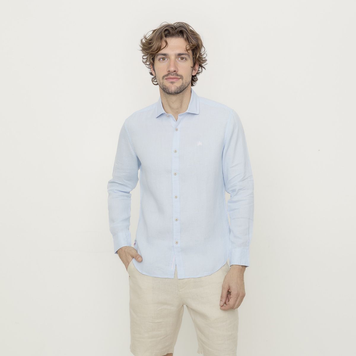 CASCAIS - Camisa Casual Manga Larga Lino Hombre Cascais