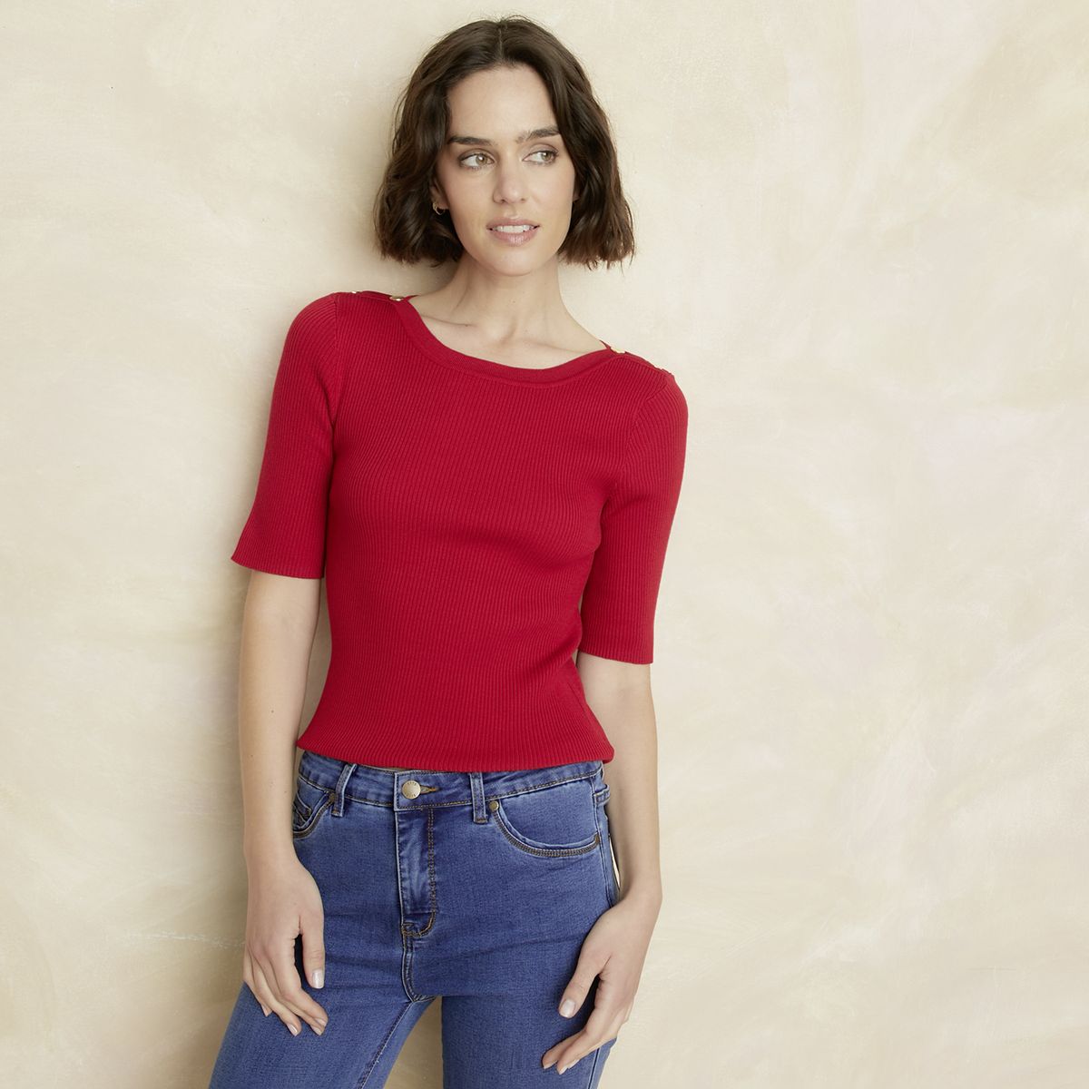 ELLE - Polera Manga Corta Mujer Elle