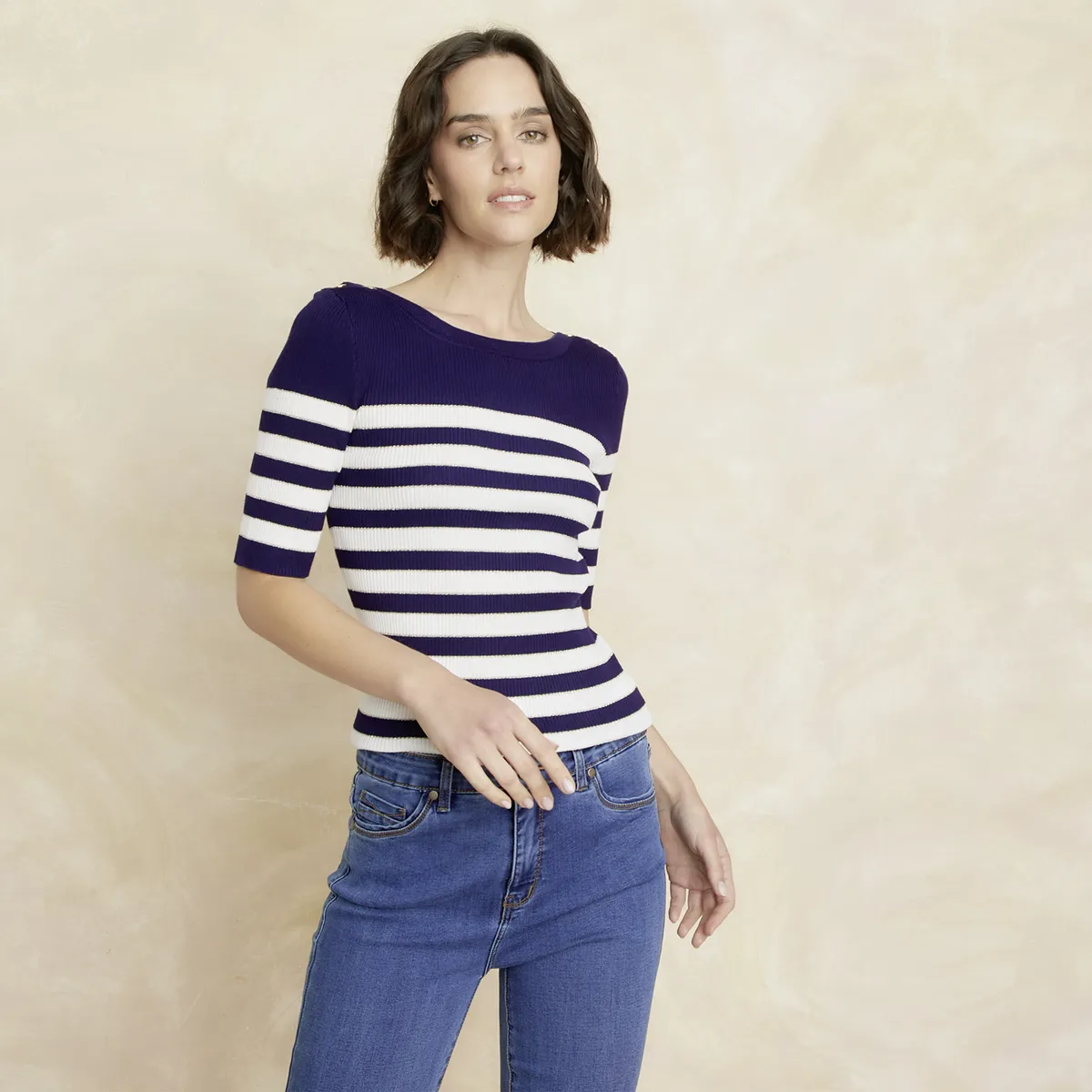 ELLE - Polera Manga Corta Mujer Elle