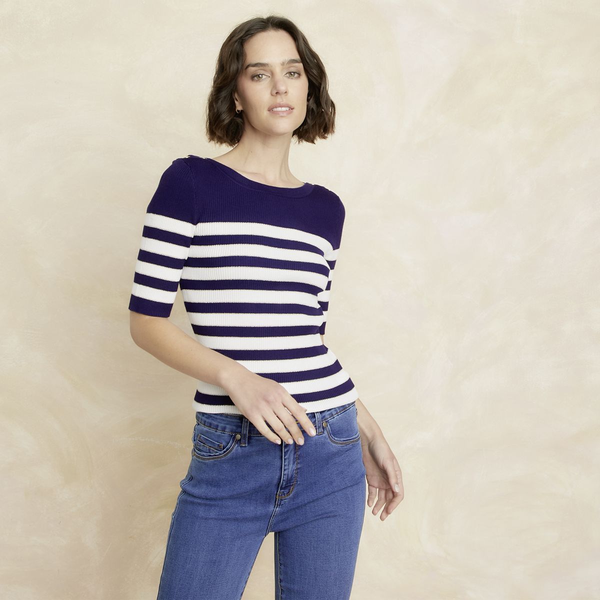 ELLE - Polera Manga Corta Mujer Elle