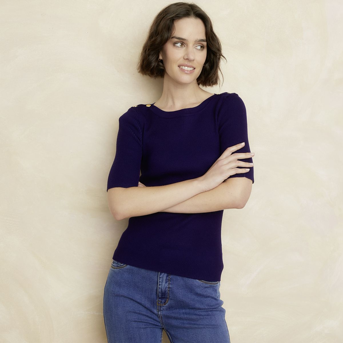 ELLE - Polera Manga Corta Mujer Elle