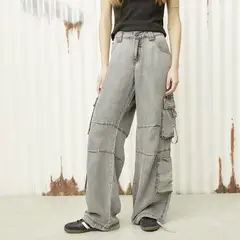 AMERICANINO - Jeans Cargo Tiro Medio Mujer