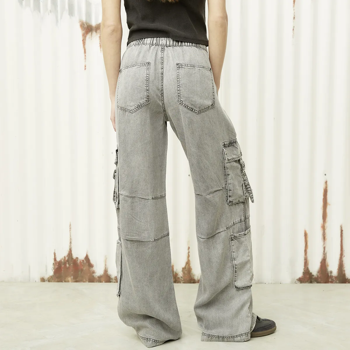 AMERICANINO - Jeans Cargo Tiro Medio Mujer Americanino