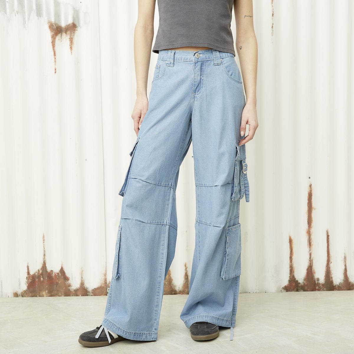 AMERICANINO - Jeans Cargo Tiro Medio Mujer Americanino