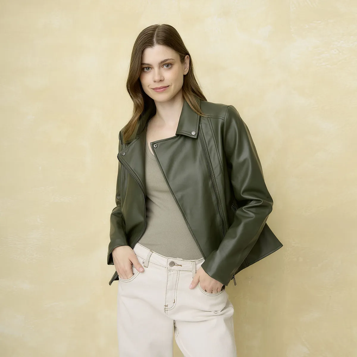 UNIVERSITY CLUB - Chaqueta Biker University Club Mujer Cuero Casual