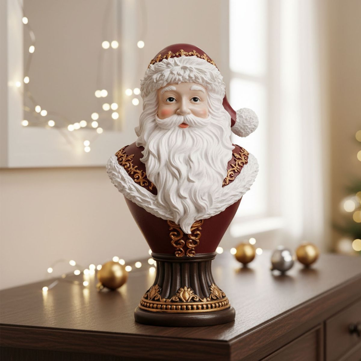 MICA - Adorno Viejo Pascuero Santa Busto Navidad 30X18X12 Cm Mica