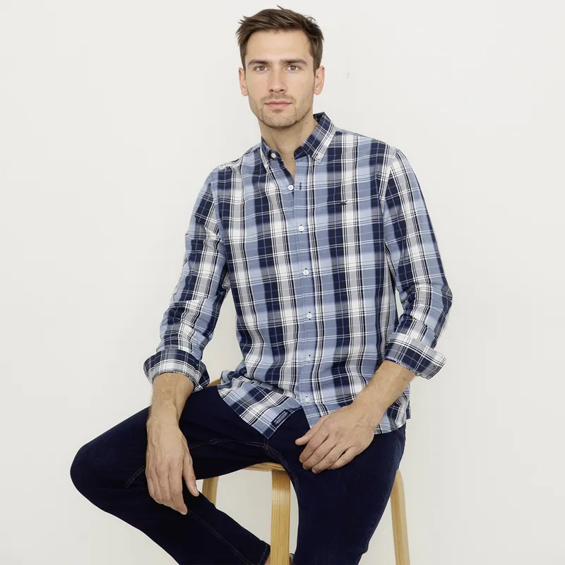 UNIVERSITY CLUB - CAMISA SPORT M CLC BOXCHK NAVY S