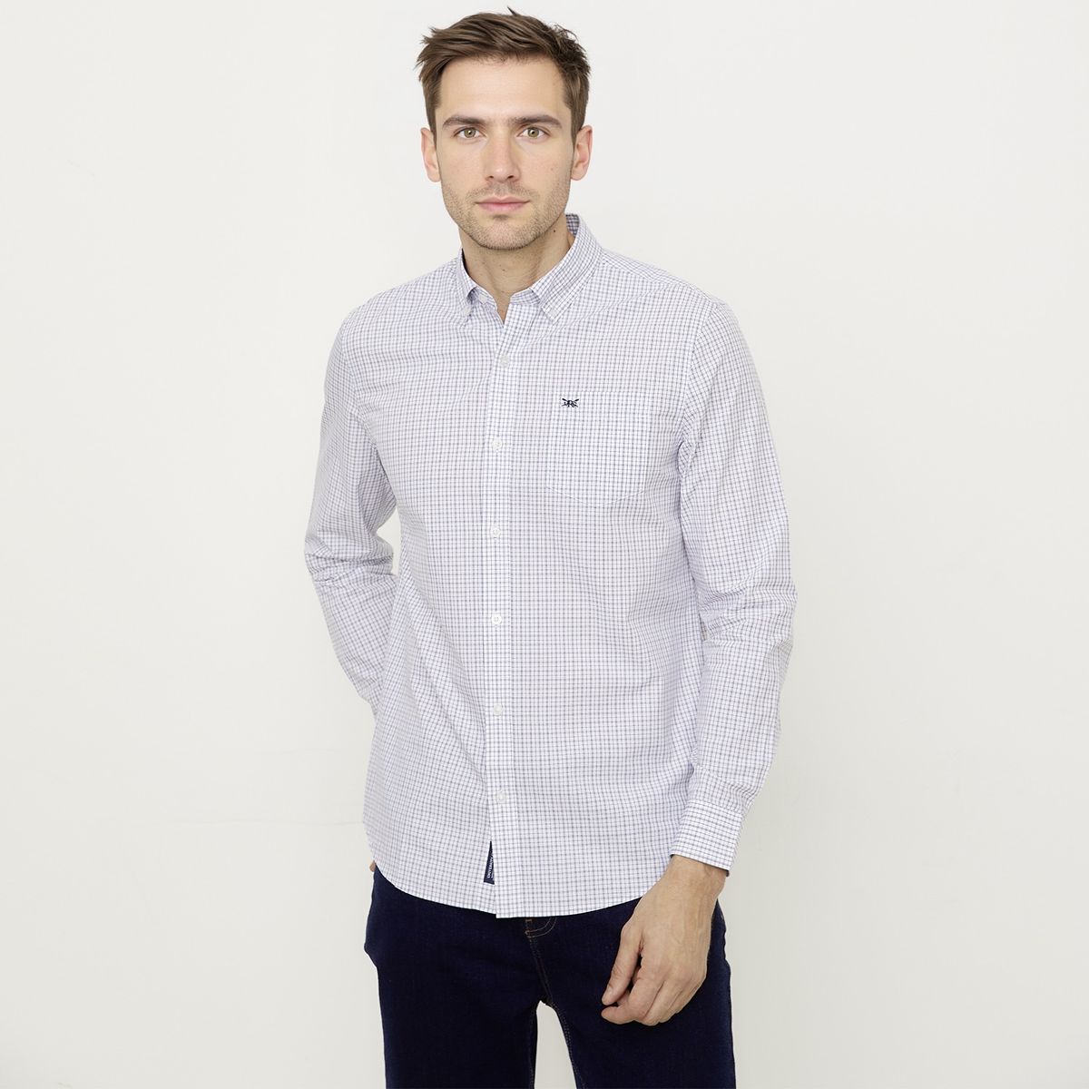 UNIVERSITY CLUB - Camisa Casual Manga Larga Algodón Hombre University Club