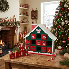 DISNEY - Casa Madera 32X28 cm Calendario Adviento Adorno Navidad Decoración