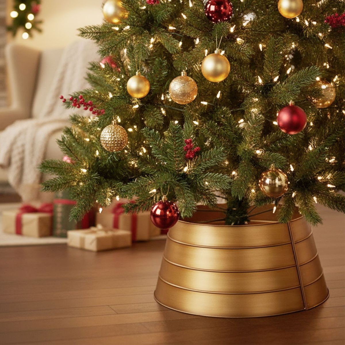 MICA - Faldón Metal Base Árbol Navidad 56X25Cm Mica