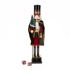 MICA - Adorno Cascanuez 50 Cm De Navidad Negro Con Pino Y Capa