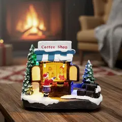 MICA - Adorno Villa Aldea Tienda De Café Navideña13X11 Cm