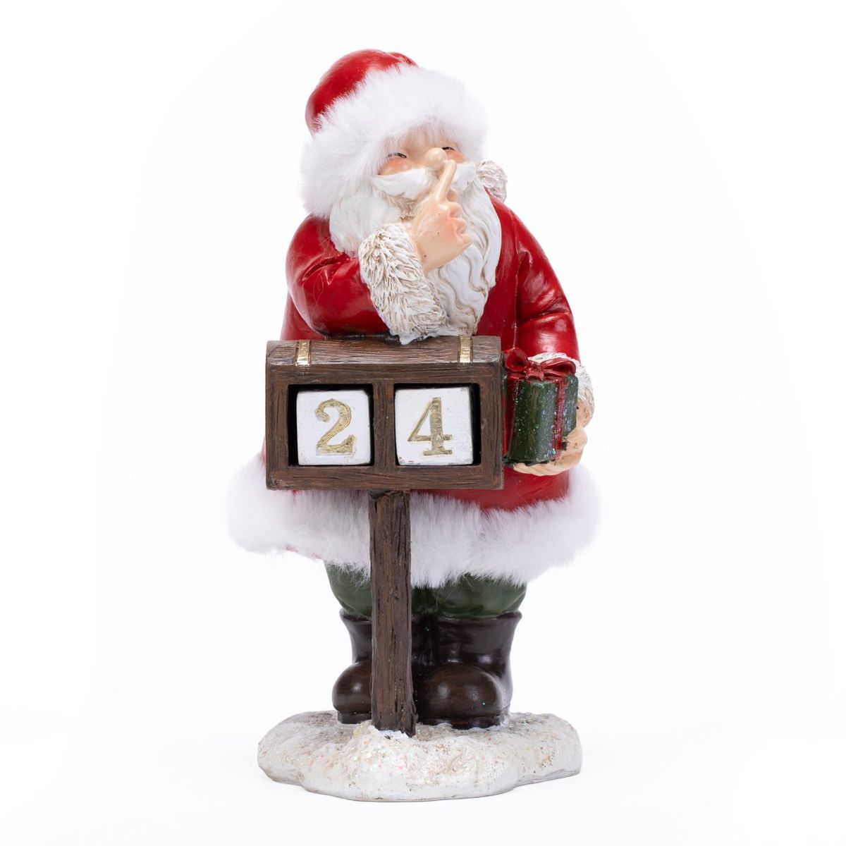 MICA - Adorno Viejo Pascuero Santa Buzón Con Calendario Navidad 23X15X13 Cm Mica