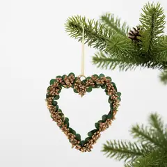 MICA - Corazón Gold Mostacillas 20 Cm Adorno Colgante Navidad