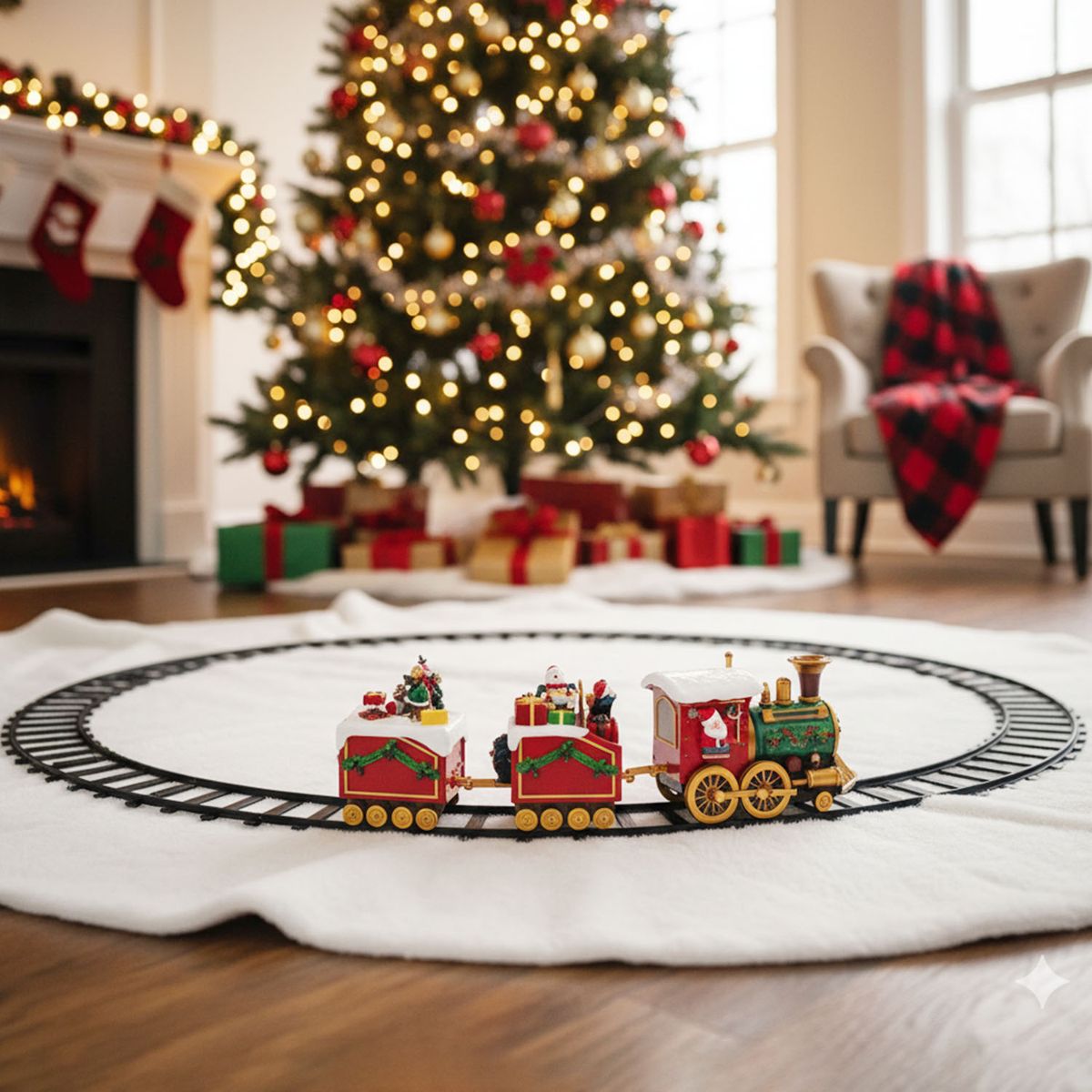 MICA - Tren Eléctrico Con Pista Adorno Árbol Navidad 136 Cm Mica