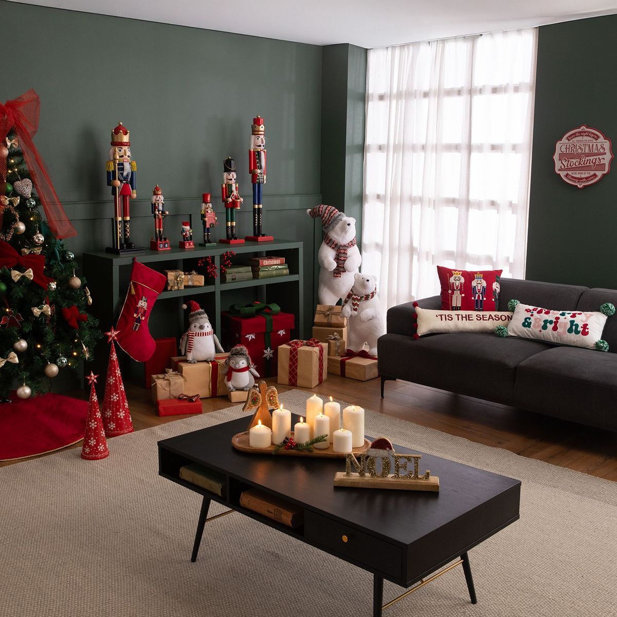 MICA - Árbol Adorno Rojo 36 Cm Navidad Mica