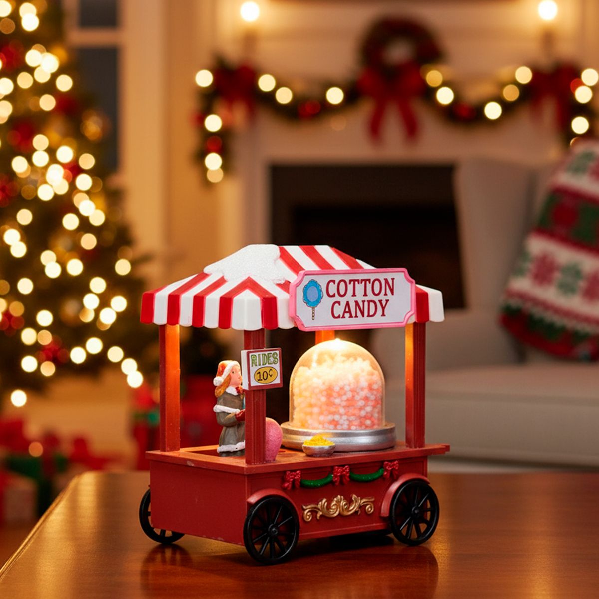 MICA - Adorno Villa Aldea Algodón De Azúcar Navideña 13X13 Cm Mica