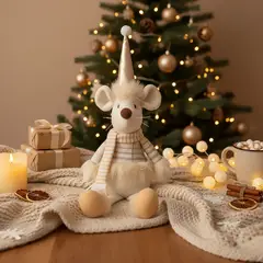 MICA - Adorno Muñeco Ratoncito Sentado Navidad 38X15 Cm