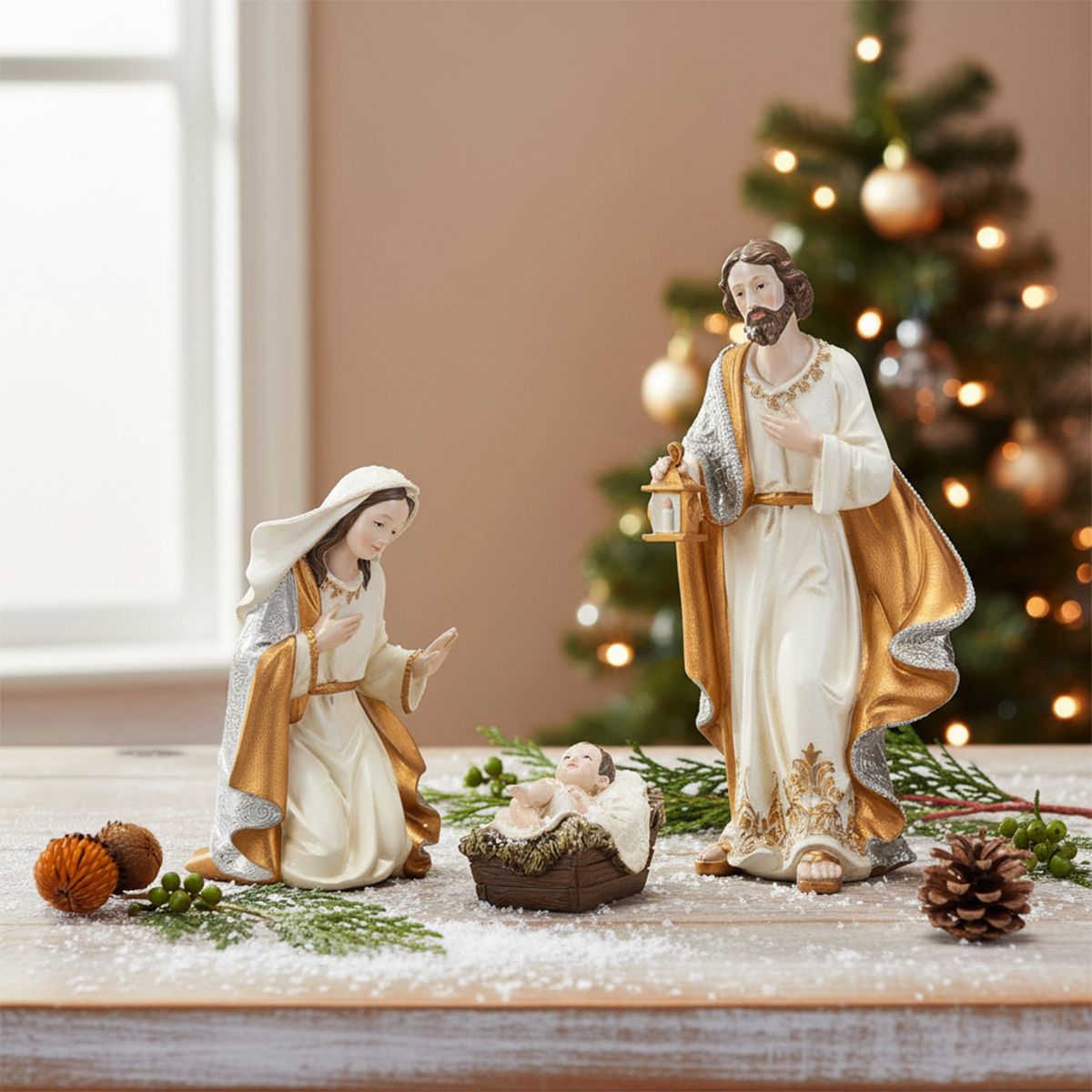 MICA - Adorno Navidad Pesebre 3 Figuras 23X19X42 Cm Mica