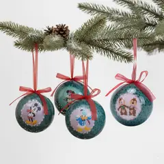 DISNEY - Set 4 Esferas Bolas Mickey Verde 7.5 Cm Adornos Colgantes
