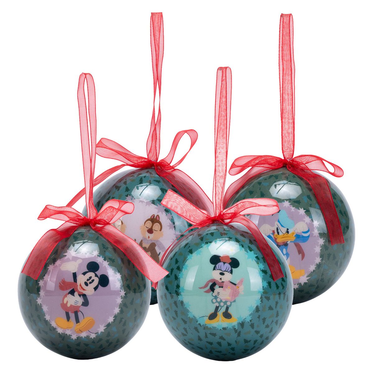 DISNEY - Set 4 Esferas Bolas Mickey Verde 7.5 Cm Adornos Colgantes Disney