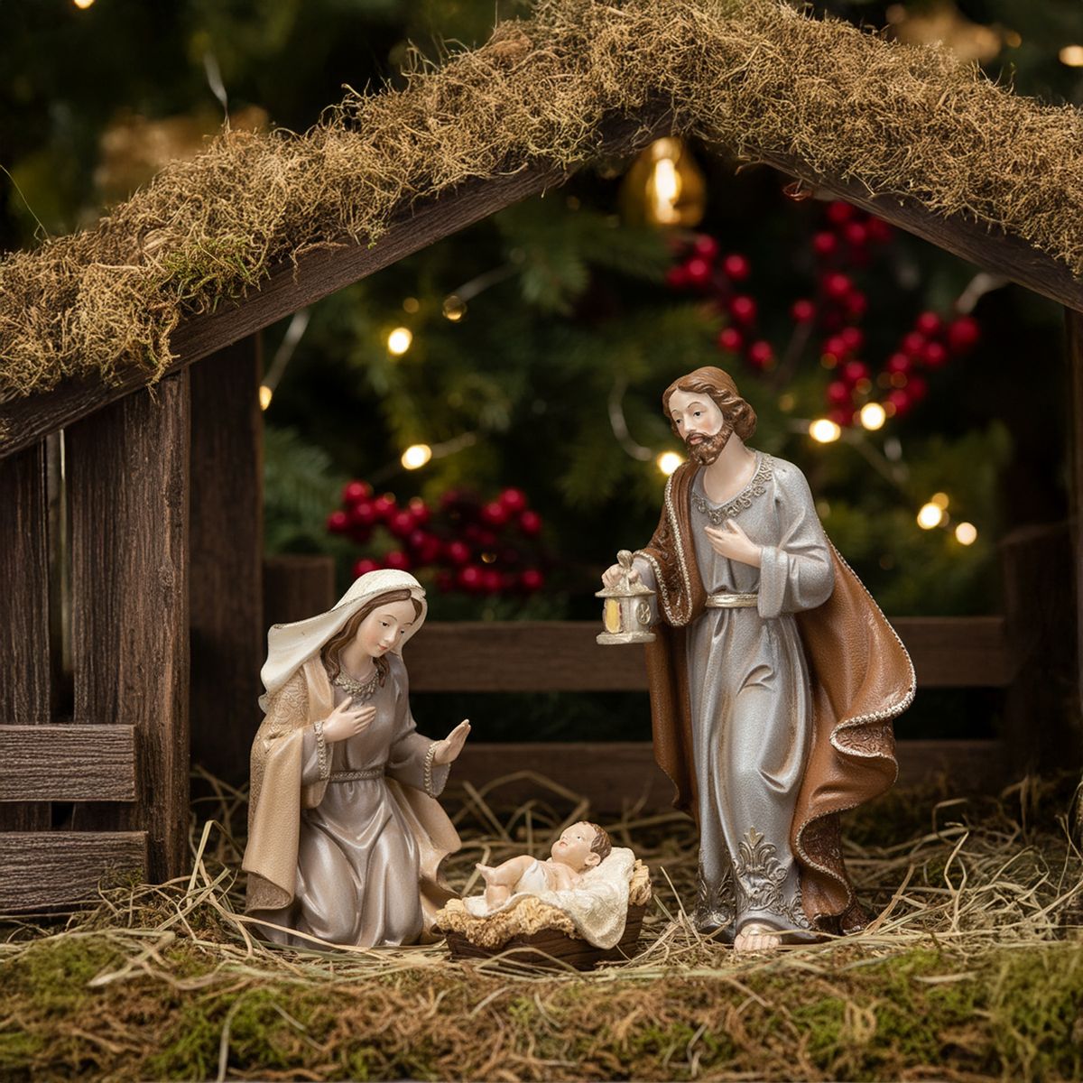 MICA - Adorno Pesebre De Navidad 3 Figuras 13.5X11.5X25Cm Mica