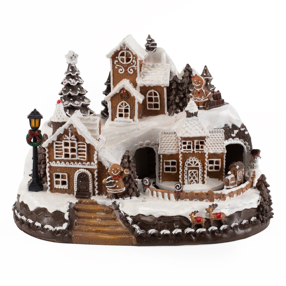 MICA - Adorno Villa Aldea Casa Galleta Jengibre Con Luces Navideña 30X20 Cm Mica