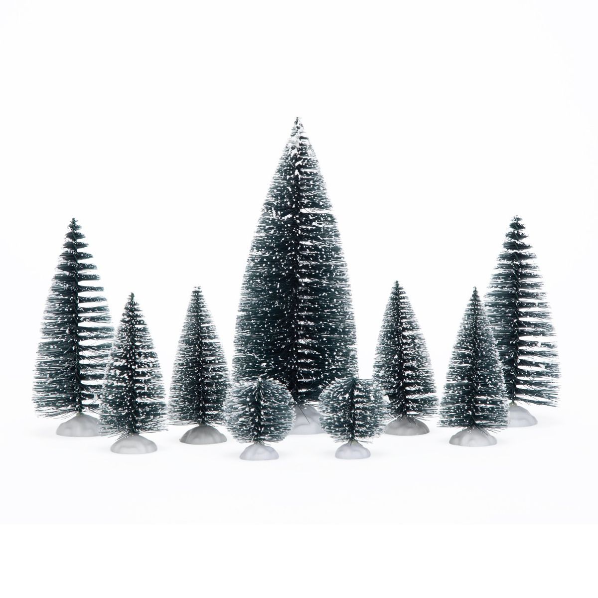 MICA - Adorno Villa Aldea Set 9 Árboles Pinos Navideña 14X22 Cm Mica