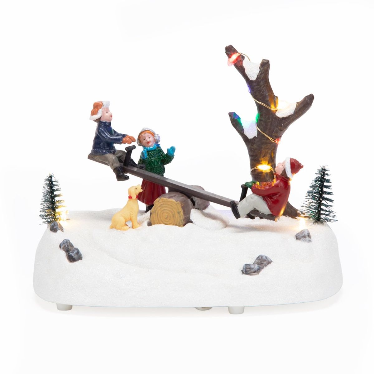 MICA - Adorno Villa Aldea Niños Jugando 18X14 Cm Navideña Mica