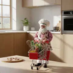 MICA - Santa Carrito 28 cm Viejo Pascuero Adorno Decoración Navidad