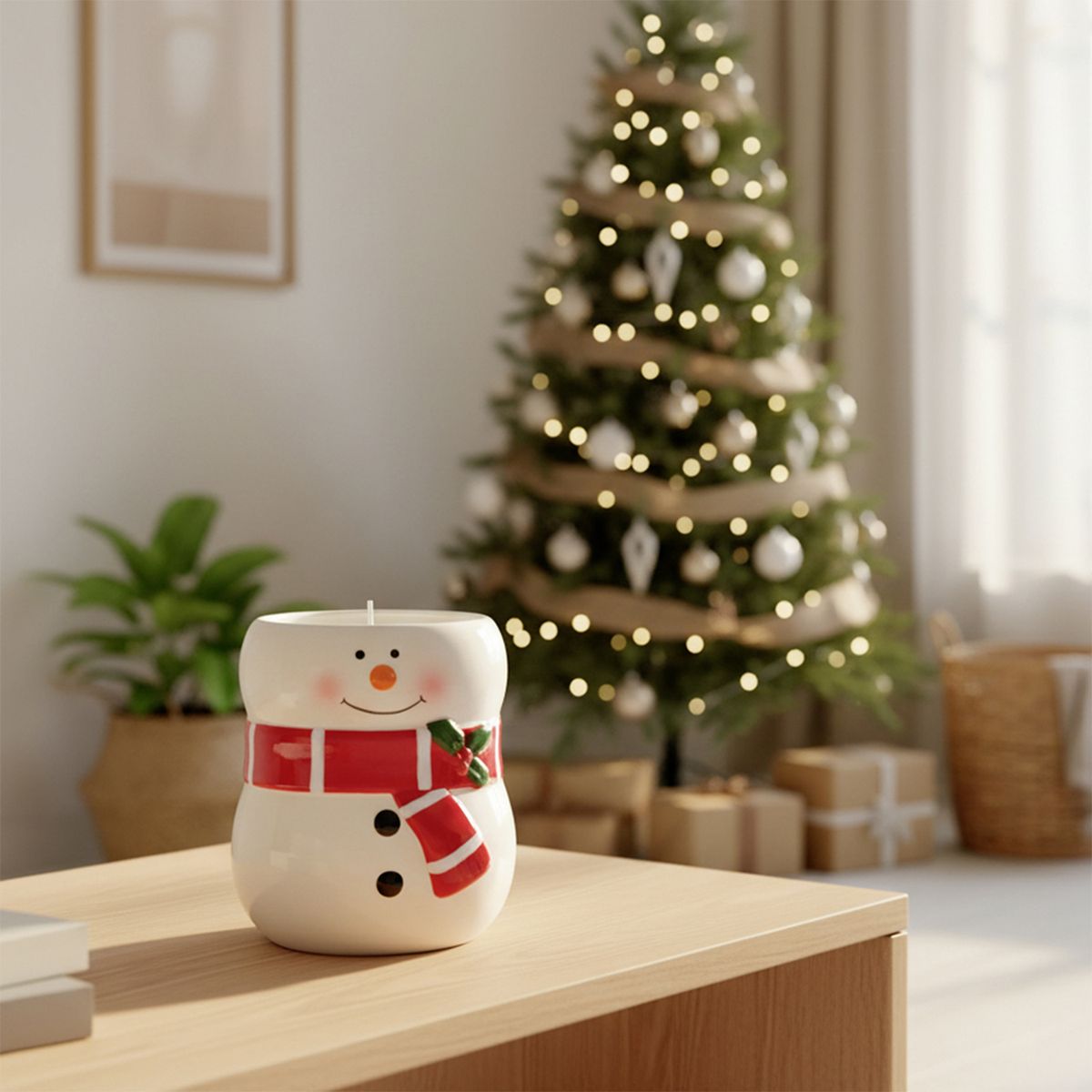 MICA - Vela Mono De Nieve 9,5X8,5 Cm Adorno Navidad