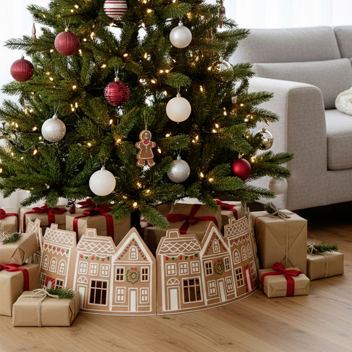 MICA - Faldón Casa Gengibre 66X23 Cm Para Árbo De Navidad Mica