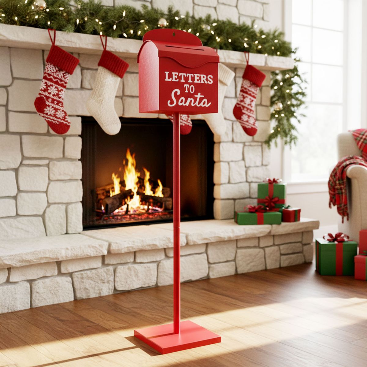 MICA - Adorno Buzón Letras Para Viejo Pascuero Santa Navidad 120X25 Cm Mica