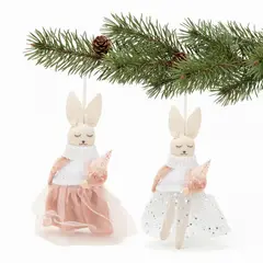 MICA - Set 2 Adornos Navidad Colgantes Bunny 12Cm