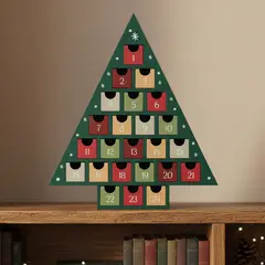 MICA - Calendario Adviento 35 cm Navidad Pino Árbol Adorno Decoración