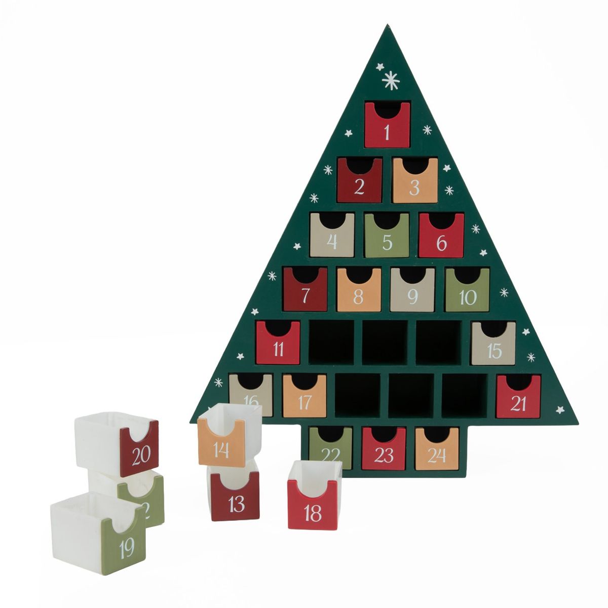 MICA - Calendario Adviento Navidad Pino Madera 35 Cm Mica