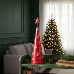 MICA - Árbol Adorno Navidad Rojo 36 Cm