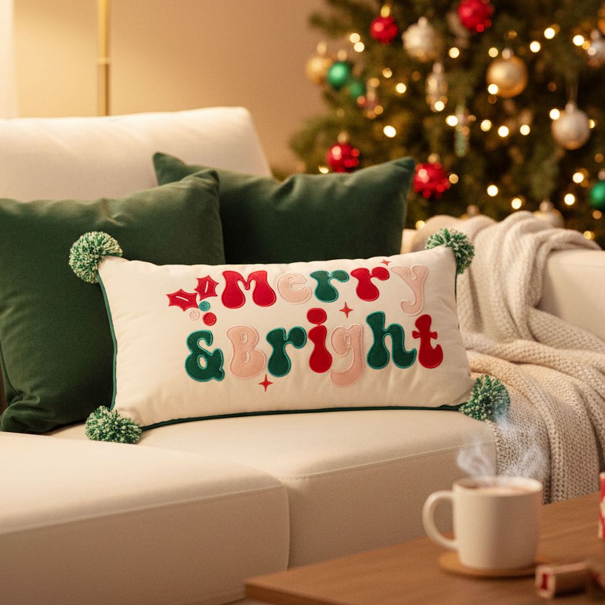 MICA - Cojín Decorativo Navidad 30X60 Cm Merry & Bright Mica