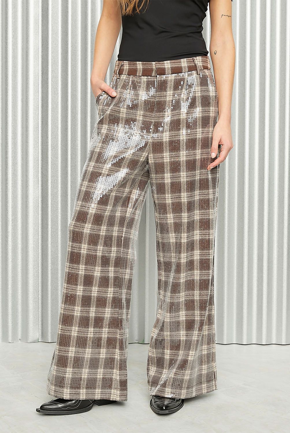 AMERICANINO - Pantalón Recto Tiro Medio Mujer Americanino