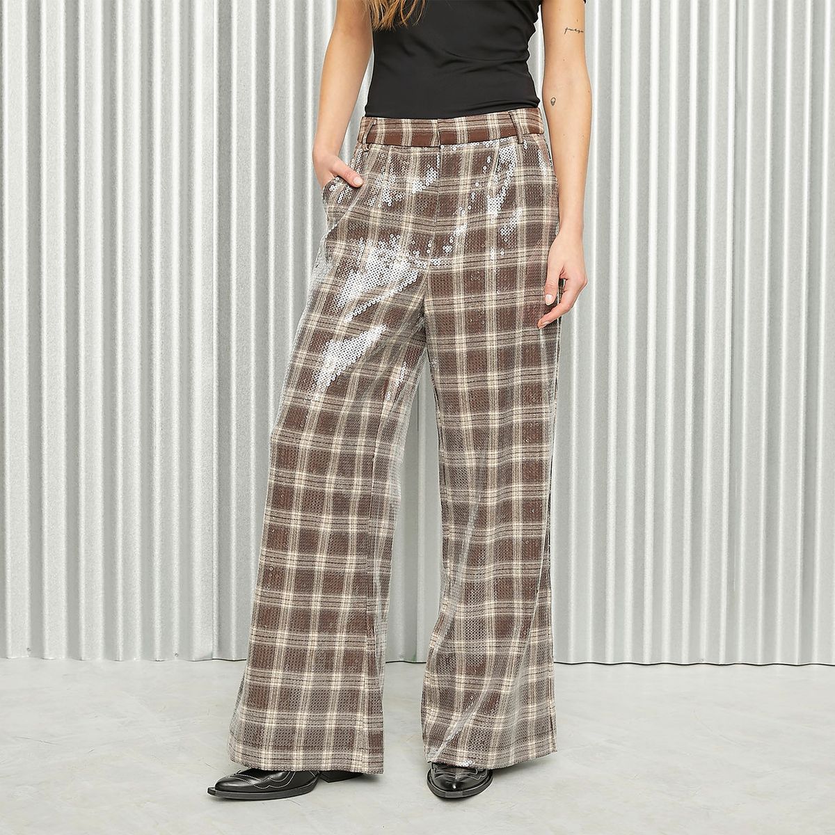 AMERICANINO - Pantalón Recto Tiro Medio Mujer Americanino