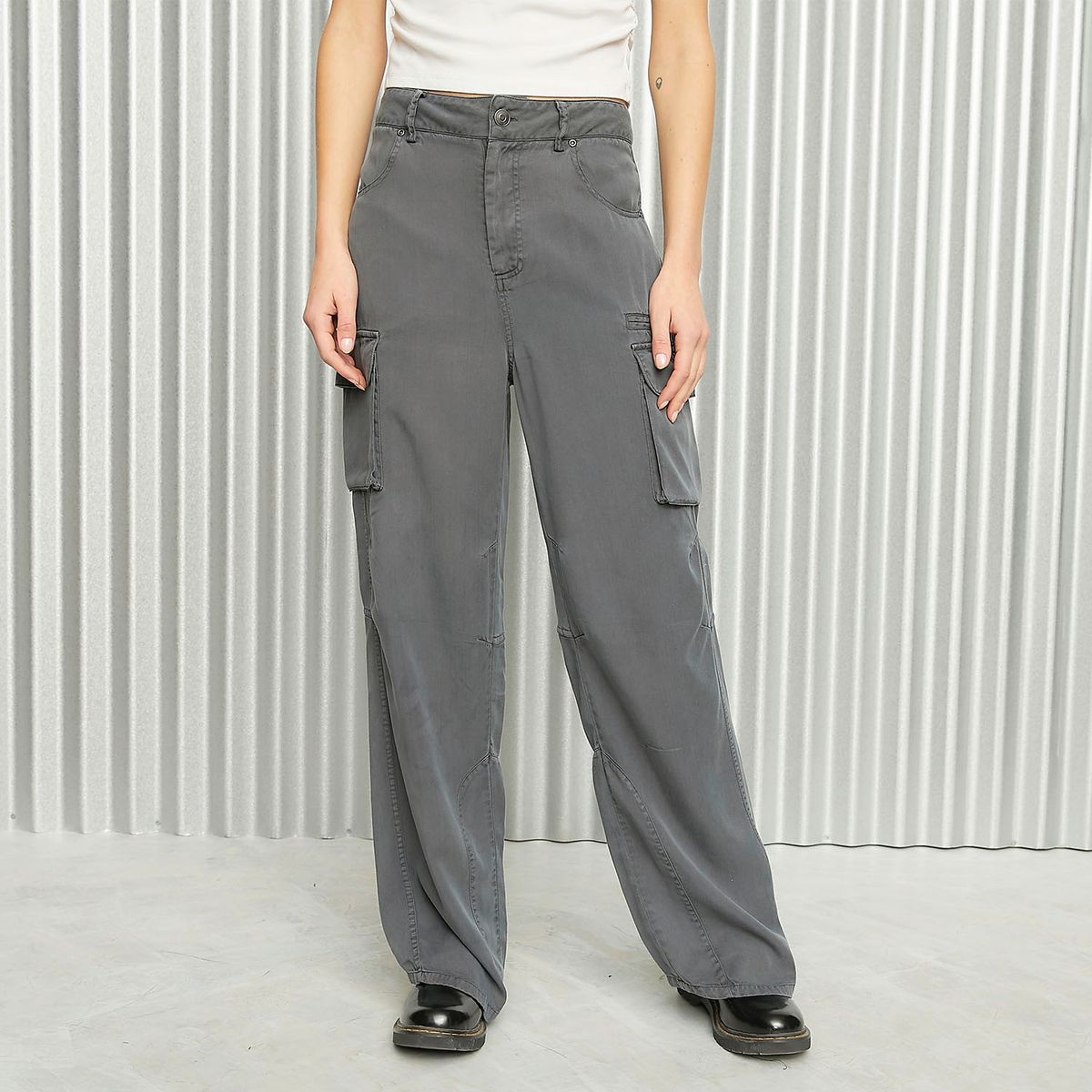 AMERICANINO - Pantalón Cargo Tiro Medio Mujer Americanino