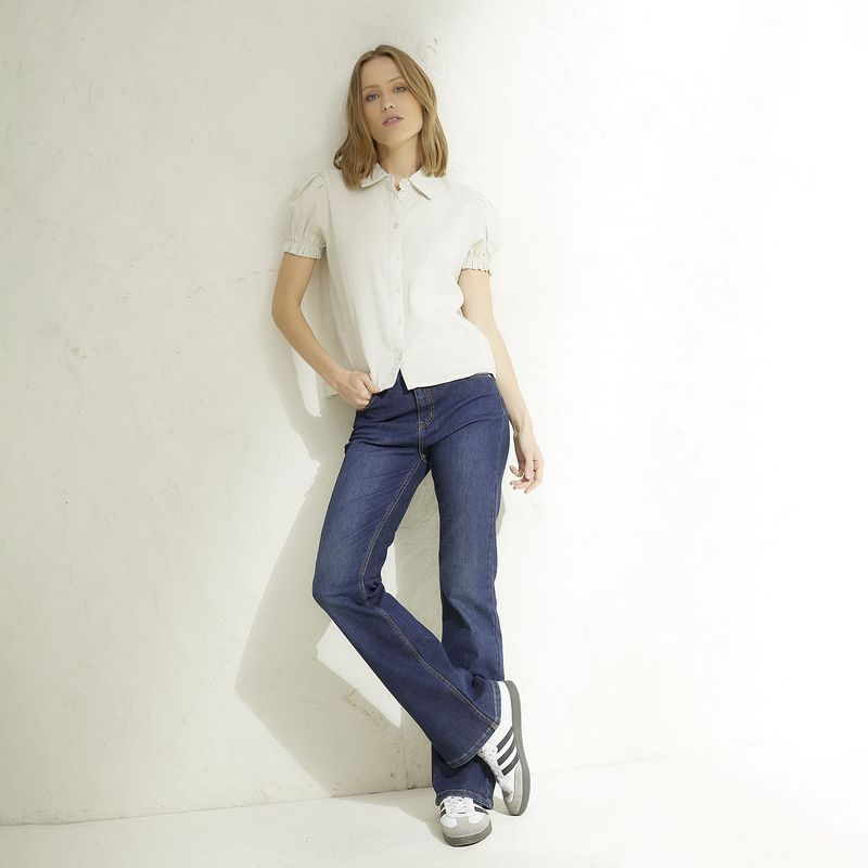 BASEMENT Blusa Manga Corta Lino Mujer Basement