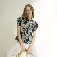 Blusa Manga Corta Lino Mujer