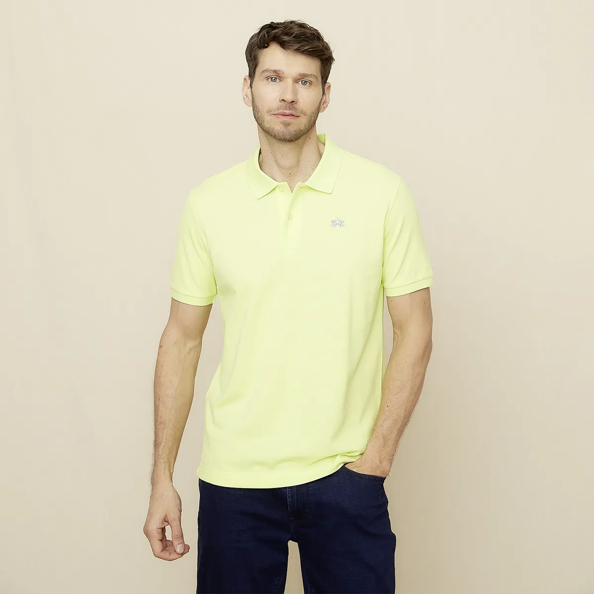 LA MARTINA - Polera Manga Corta Cuello Pique Hombre La Martina