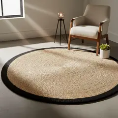 BASEMENT HOME - Alfombra Redonda 200Cm Natural / Negro