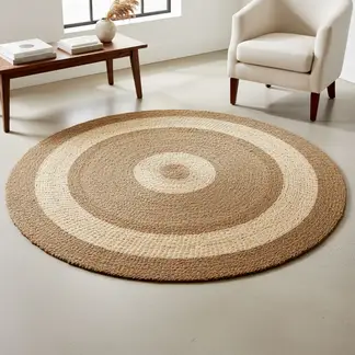 BASEMENT HOME - Alfombra Redonda 200 Cm Yute Living Decoración